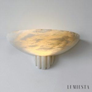 Veneziax - Plafon alabastrowy nowoczesny, biały do salonu i sypialni, Ø30 x 18 cm