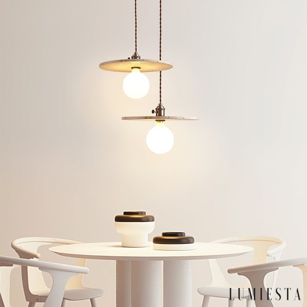 Veracrus - Lampa wisząca z żółtego trawertynu do jadalni, Ø25/30x18cm