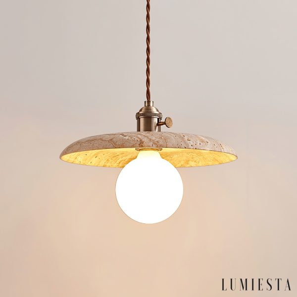 Veracrus - Lampa wisząca z żółtego trawertynu do jadalni, Ø25/30x18cm