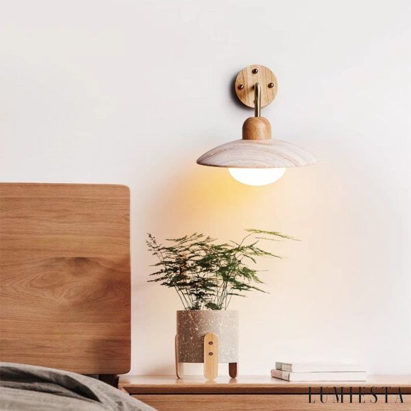 Veronix - Kinkiet nowoczesny trawertynowy złoty do salonu i sypialni Ø25x20cm