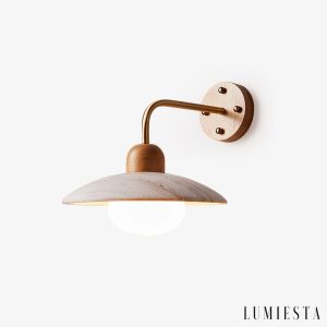 Veronix - Kinkiet nowoczesny trawertynowy złoty do salonu i sypialni Ø25x20cm