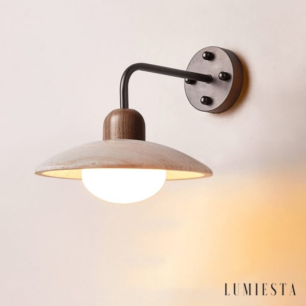 Veronix - Kinkiet nowoczesny trawertynowy złoty do salonu i sypialni Ø25x20cm