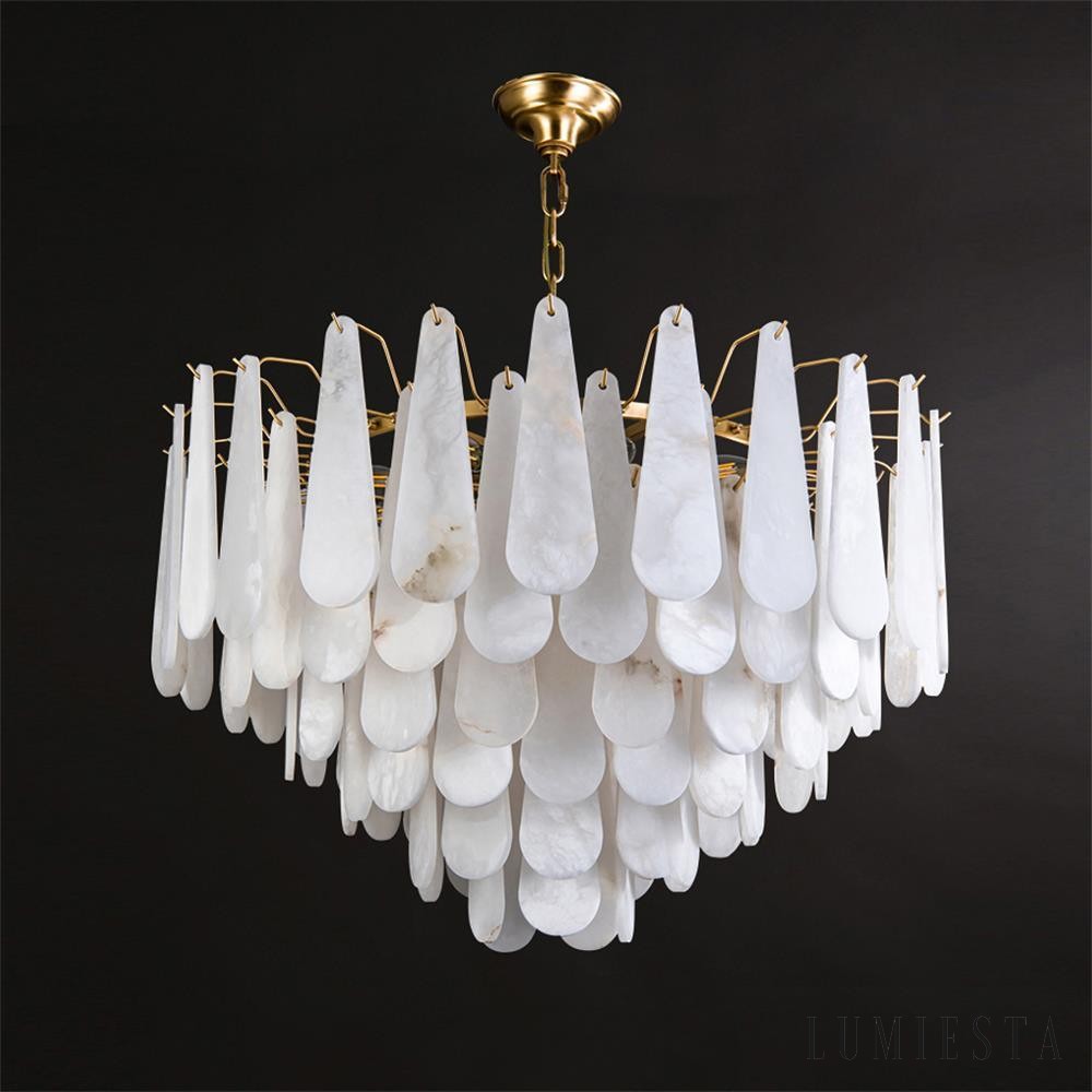 Vesparis - lampa wisząca glamour z mosiądzu, widok od spodu z okrągłym układem