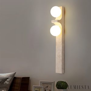 Vesuvia - Lampa wisząca trawertynowa, żółta, do salonu, Ø7 x 23/50 cm