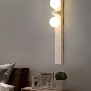 Vesuvia - Lampa wisząca trawertynowa, żółta, do salonu, Ø7 x 23/50 cm
