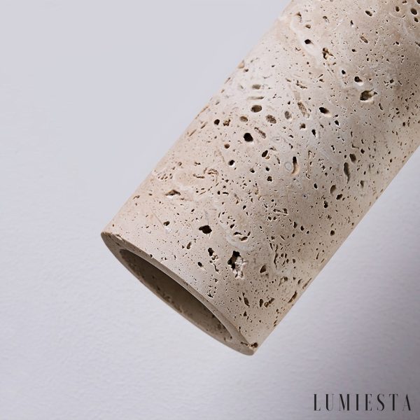 Vicenzia - Lampa wisząca z żółtego trawertynu, orzechowa, do jadalni, Ø7x24 cm