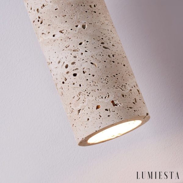 Vicenzia - Lampa wisząca z żółtego trawertynu, orzechowa, do jadalni, Ø7x24 cm