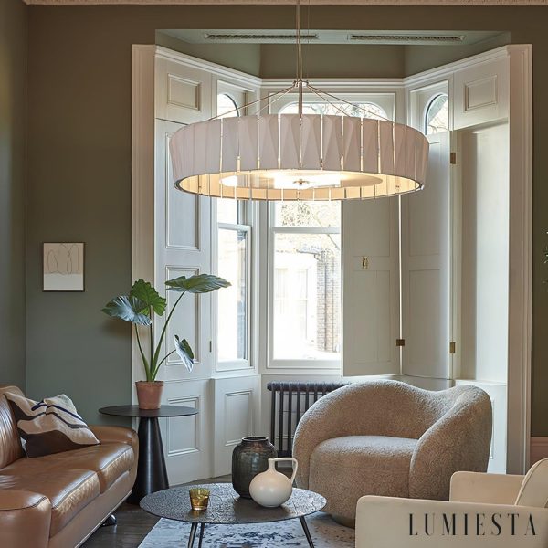 Volcaria - Lampa wisząca nowoczesna, chrom i biała do salonu, Ø55/75/103 cm