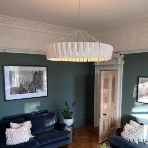 Volcaria - Lampa wisząca nowoczesna, chrom i biała do salonu, Ø55/75/103 cm