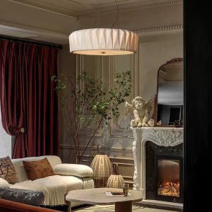 Volcaria - Lampa wisząca nowoczesna, chrom i biała do salonu, Ø55/75/103 cm