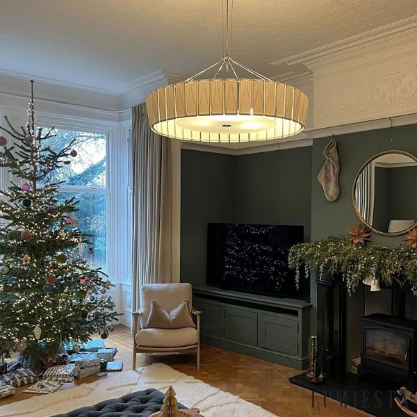 Volcaria - Lampa wisząca nowoczesna, chrom i biała do salonu, Ø55/75/103 cm