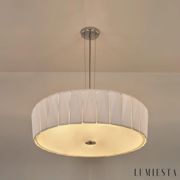 Volcaria - Lampa wisząca nowoczesna, chrom i biała do salonu, Ø55/75/103 cm