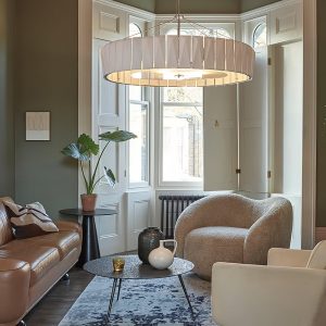 Volcaria - Lampa wisząca nowoczesna, chrom i biała do salonu, Ø55/75/103 cm