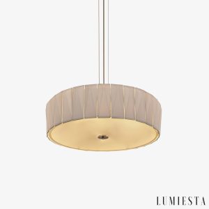 Nowoczesna lampa wisząca chrom biała okrągła Volcaria - ujęcie całości w trzech średnicach