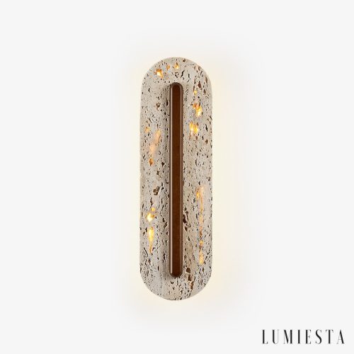 Yucatara - Lampa wisząca skandynawska, orzech/żółty trawertyn, nad stół, Ø11x35cm