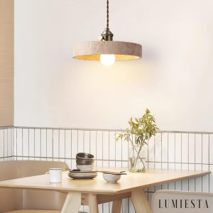 Zlotrava - Lampa wisząca trawertynowa złota do salonu i jadalni, Ø12/15/21 cm