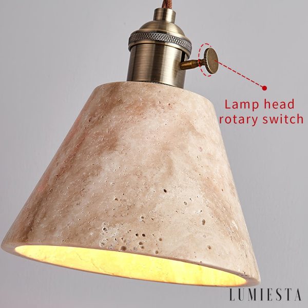 Zlotrava - Lampa wisząca trawertynowa złota do salonu i jadalni, Ø12/15/21 cm