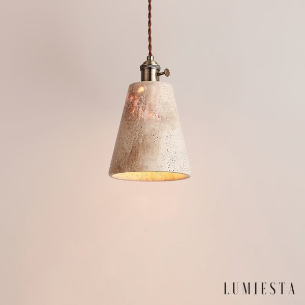 Zlotrava - Lampa wisząca trawertynowa złota do salonu i jadalni, Ø12/15/21 cm