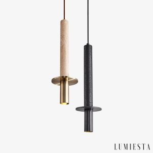 Zurichia - Lampa wisząca nowoczesna trawertynowa, do jadalni, Ø12 x wys. 40 cm