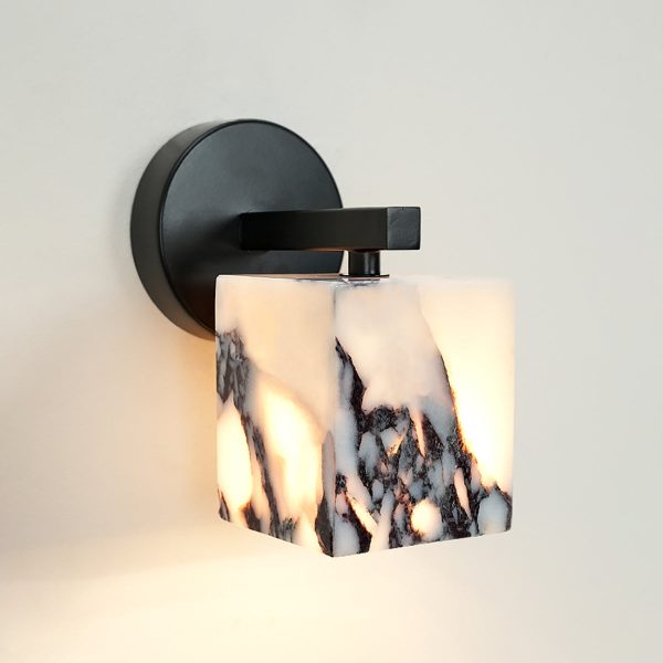 Elegant marble cube wall lamp 8x13cm White Warm