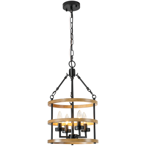 Ross - Lampa wisząca metalowa koło wozu w stylu wiejskim