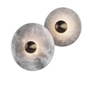 Okrounda - Lampa Ścienna Alabastrowa Złoto Biała Ciepła Zimna