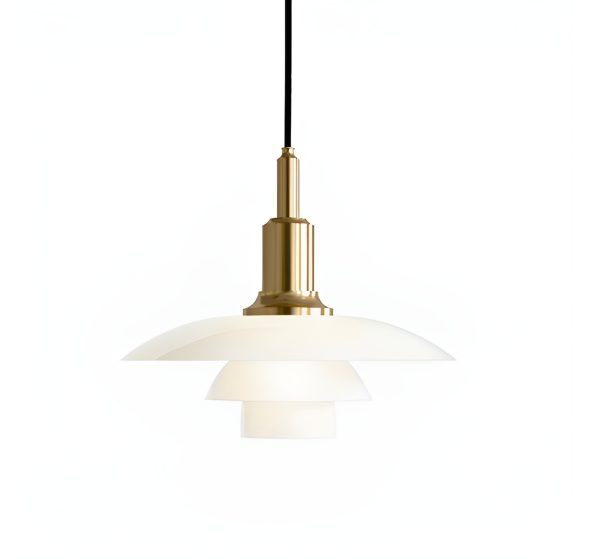 Metalowa lampa wisząca biała dyskowa Poria Ø28 cm, wielowarstwowy profil z boku