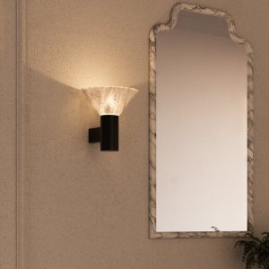 Kinkiet stożkowy z alabastru brązowo-czarny