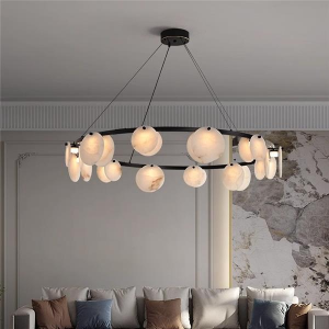 Berkeley - Alabastrowa lampa wisząca, okrągła 60/80 cm