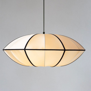 Aria - Bubble fabric pendant lamp in white-black/brown-black, Ø40/50/60cm