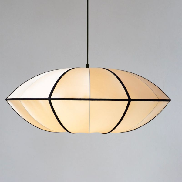 Aria - Bubble fabric pendant lamp in white-black/brown-black, Ø40/50/60cm