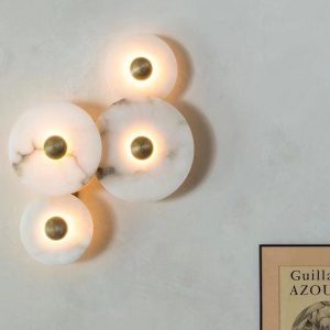 Okrounda - Lampa Ścienna Alabastrowa Złoto Biała Ciepła Zimna