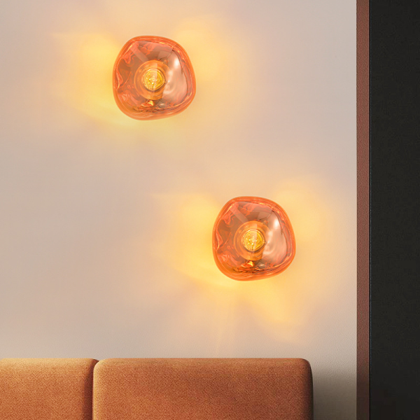 Eloru - Lampa ścienna z eleganckim szkłem w kształcie stopionego szkła, Ø18/28cm