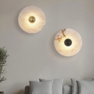 Okrounda - Lampa Ścienna Alabastrowa Złoto Biała Ciepła Zimna