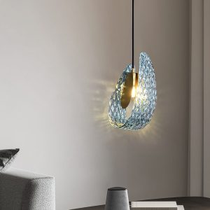 Petal_Blue_Glass_Pendant_Light_Vidirlighting_19.jpg Islay - Lampa wisząca niebieskie szkło mosiężna 13cm x 23cm