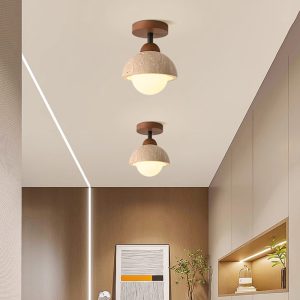 Piedra - Sufitowa lampa trawertynowa, naturalny styl 15 cm