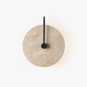 Knossos - Okrągła lampa ścienna travertyn, czarno-beżowa