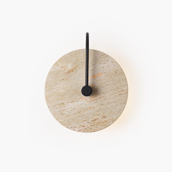 Knossos - Okrągła lampa ścienna travertyn, czarno-beżowa