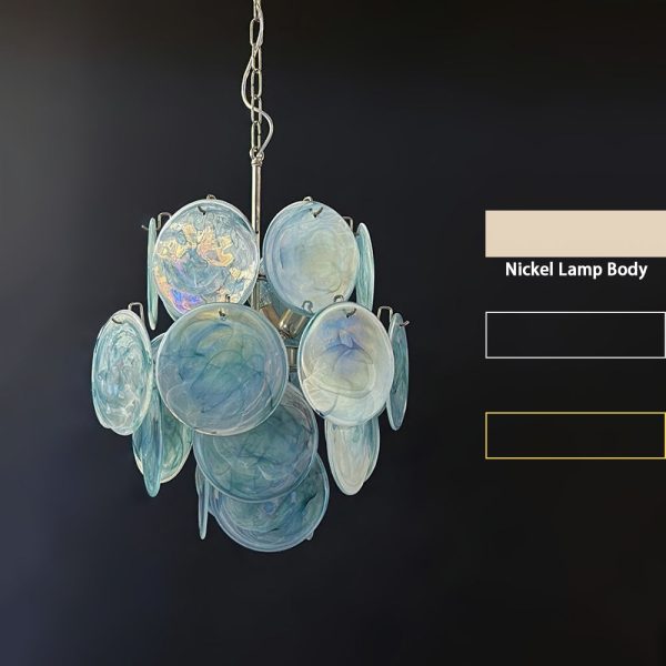 Lampa sufitowa Vintage Murano z niebieskiego szkła 45cm