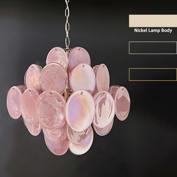 Lampa wisząca Vintage Murano Różowy szklany żyrandol 49cm