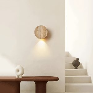 Vintage-Round-Travertine-Wall-Lamp-Vidirlighting3_9.jpg Aruba - Beżowa okrągła lampa ścienna travertyn 10 cm retro