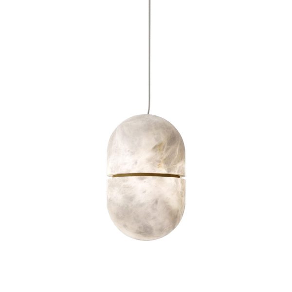 Yum - lampa wisząca alabastrowa owalna
