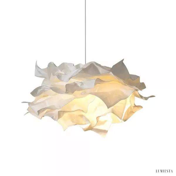 Papierowa lampa wisząca chmurka z białym kwiatem 43 cm