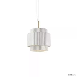 Kremowa lampa wisząca bębnowa z żywicy eleganckie oświetlenie