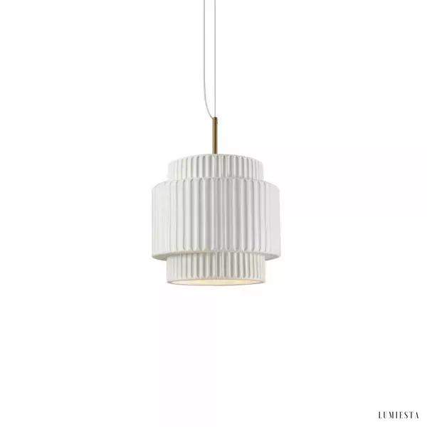 Kremowa lampa wisząca bębnowa z żywicy eleganckie oświetlenie