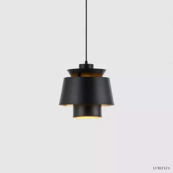 Lampa wisząca Uti w stylu retro, widok boczny na biały metalowy klosz