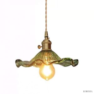 Retro glass pendant lamp with hibiscus flower 23 cm