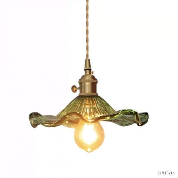 Retro glass pendant lamp with hibiscus flower 23 cm