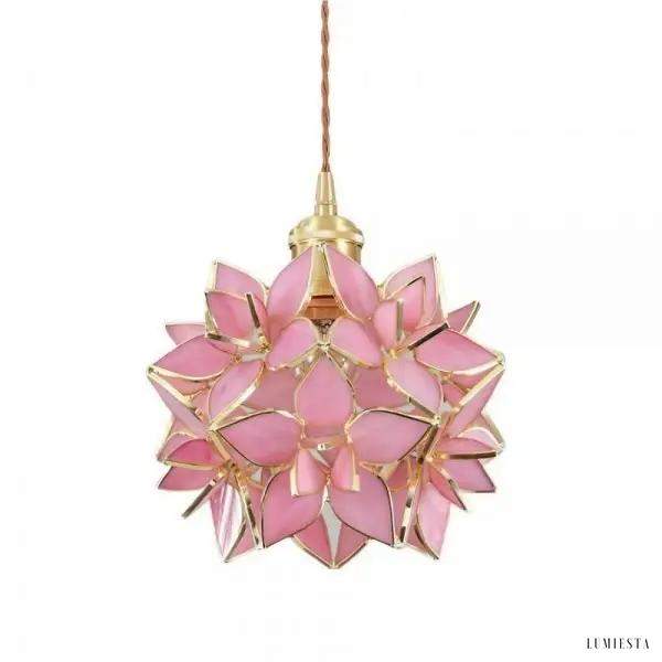 Lampa wisząca ze szkła kwiatowego w stylu dekoracyjnym