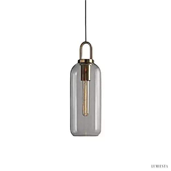 Szklana lampa wisząca w stylu retro z miedzianym wykończeniem